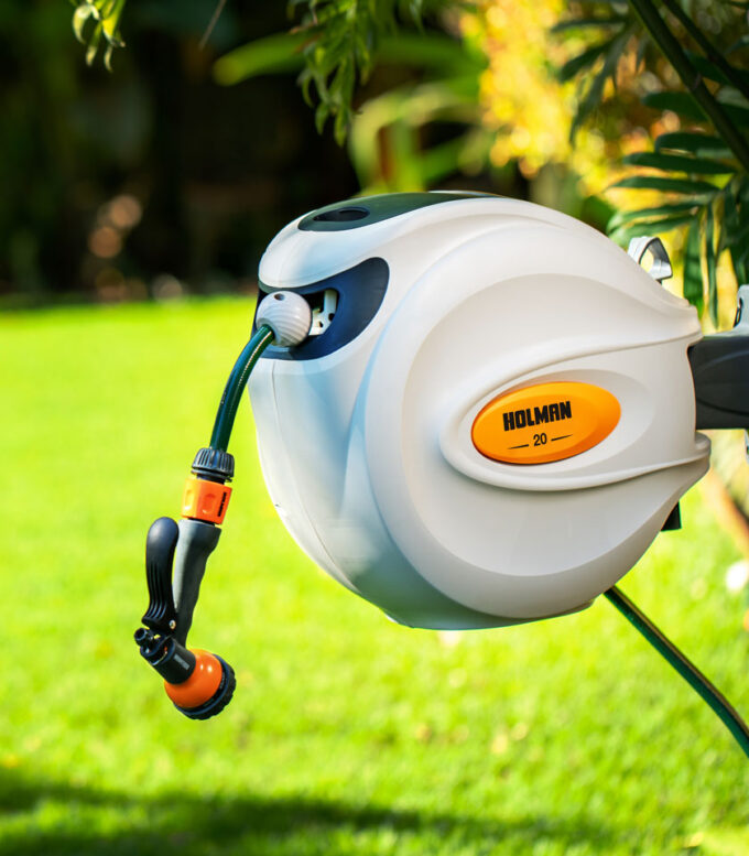 Wall Mounted Garden Hose Reel with Detachable Reel Compact Wall-Mounted  with Hanger Cart Portable Water Free Standing, Swivel 2-in-1 Jet or Spray  and Tap Connector (Size : 30 Meters Water Pipe) 