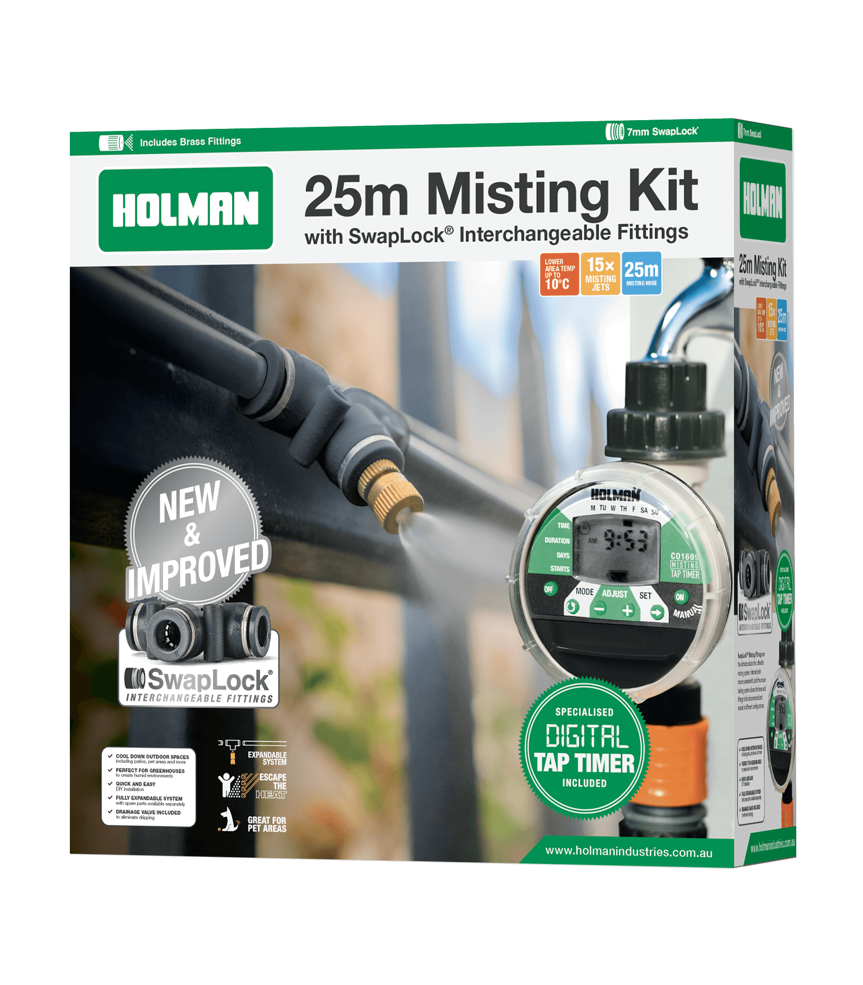 25m Misting Kit with SwapLock® Fittings and Tap Timer - Holman Industries