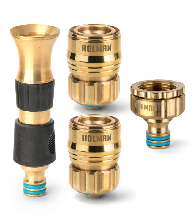 ⌀12mm Brass Grip ‘n’ Lock Hose Connector Set - Holman Industries